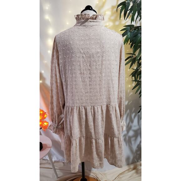 H&M NWT Tiered Ruffle Cream Victorian Cottage Prairie Midi Dress Womens Size 14 - Picture 4 of 11